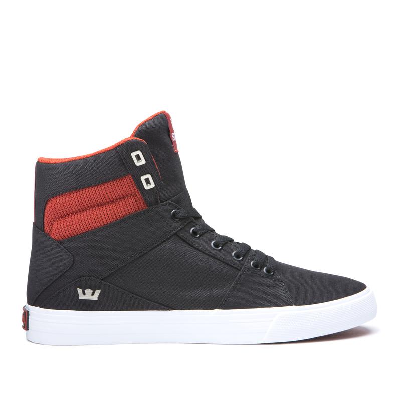 Zapatillas Altas Supra Argentina Hombre - ALUMINUM Negras / Rojas (RZPBK-0398)